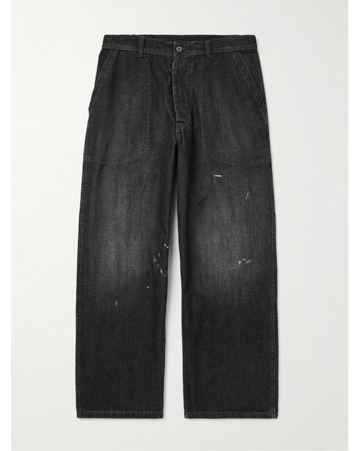 Maison Margiela Gerade geschnittene Hose aus Baumwolle mit Farbspritzern in Gray für Herren