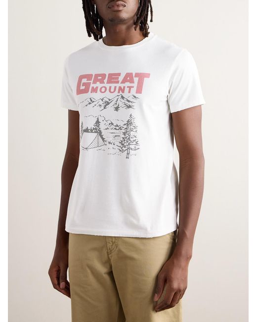 Remi Relief White Printed Distressed Cotton-Jersey T-Shirt for men