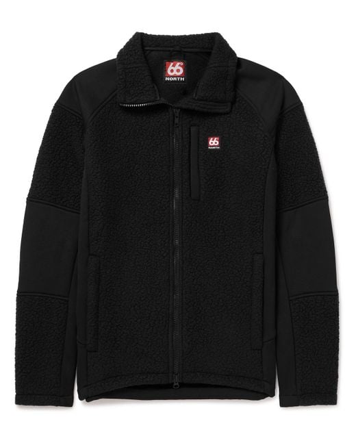 66 North Black Tindur Logo-appliquéd Jersey-panelled Fleece Jacket for men