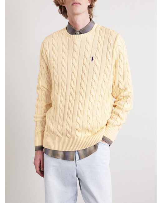 Polo Ralph Lauren Natural Logo-embroidered Cable-knit Cotton Sweater for men