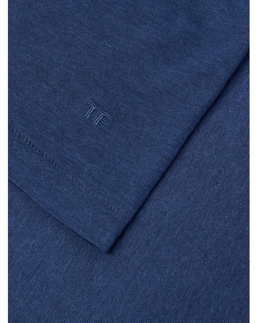 Tom Ford Blue Lyocell And Cotton-Blend Jersey T-Shirt for men