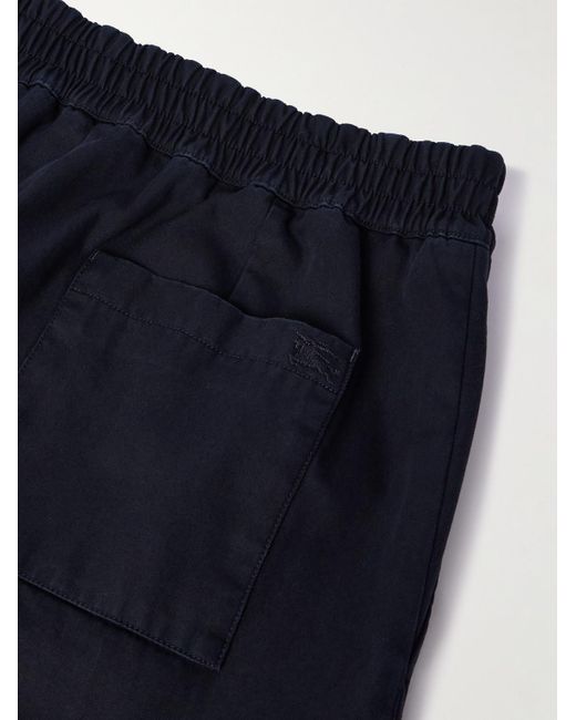 Burberry Blue Straight-Leg Cotton-Twill Trousers for men