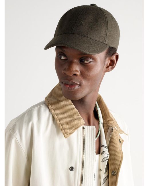 A.P.C. Charlie Baseballkappe aus einer Wollmischung mit Logostickerei in Brown für Herren