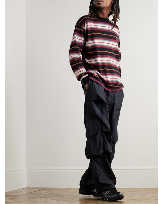 Neighborhood Logo-Embroidered Striped Cotton-Jersey T-Shirt for men