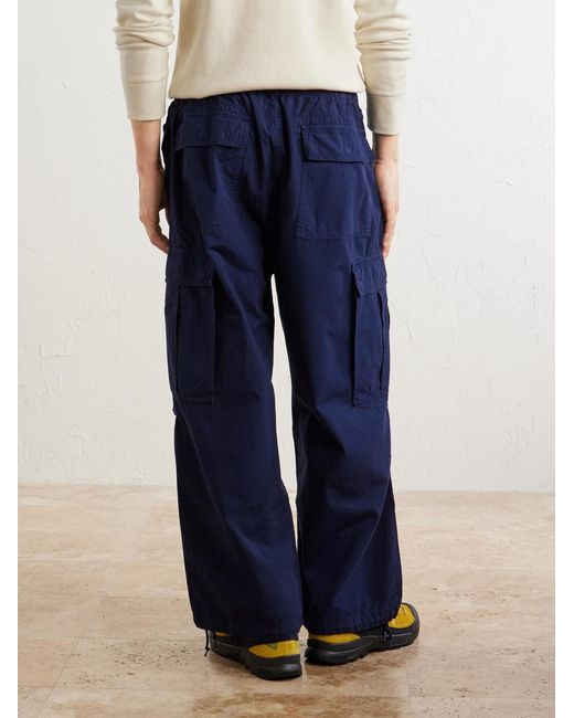 Polo Ralph Lauren Blue Wide-Leg Cotton-Canvas Cargo Trousers for men