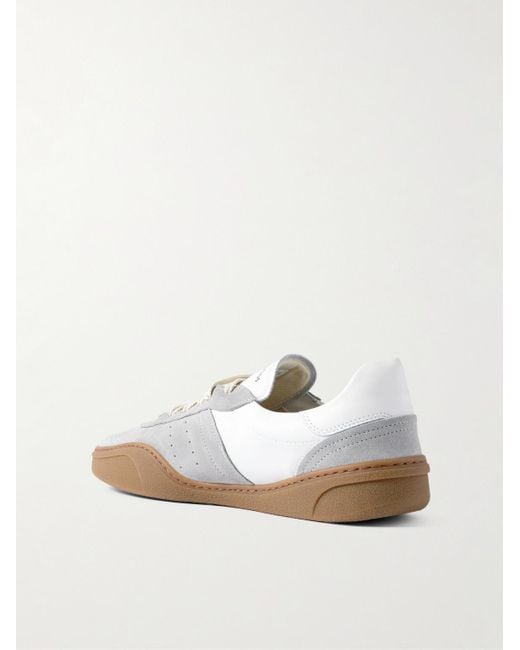 Acne White Bars Low Suede-Trimmed Leather Sneakers for men