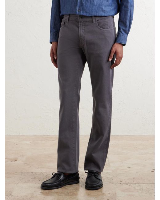 Canali Blue Straight-Leg Garment-Dyed Jeans for men