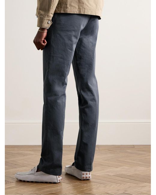Massimo Alba Blue Ionio2 Straight-leg Pleated Cotton-twill Trousers for men