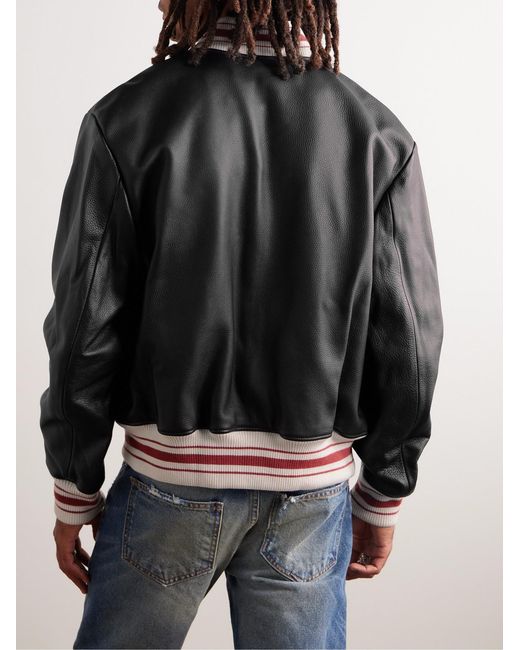 Amiri Black Leather Bomber Jacket for men