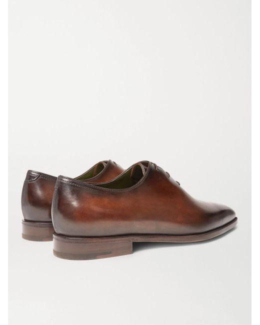 Berluti Brown Blake Whole-Cut Venezia Leather Oxford Shoes for men