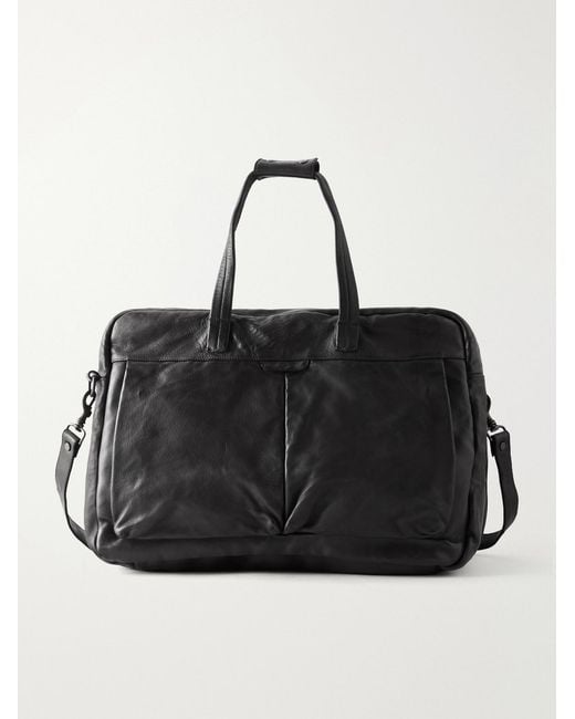 Officine Creative Black Helmet 056 Full-Grain Leather Weekend Bag for men