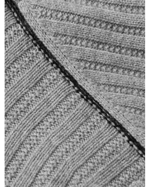 Guest In Residence Gray Varsity Shawl-collar Ribbed Wool And Cashmere-blend Cardigan for men