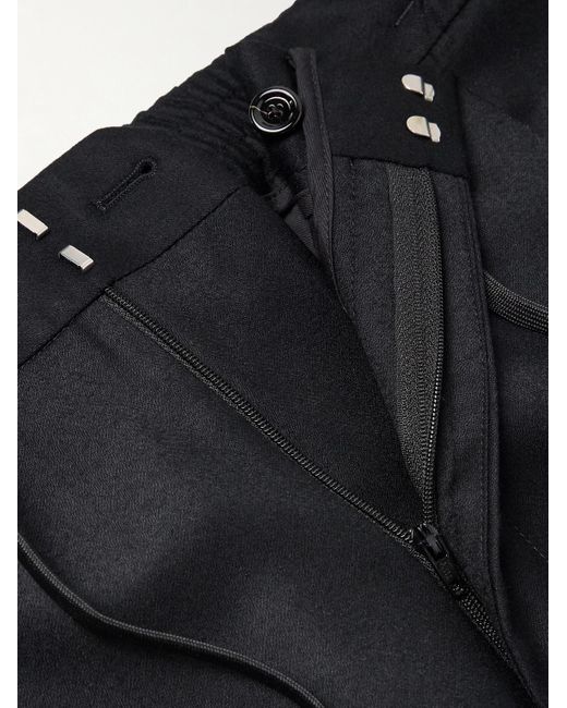 Lardini Black Straight-Leg Pleated Stretch Virgin Wool And Cashmere-Blend Drawstring Trousers for men