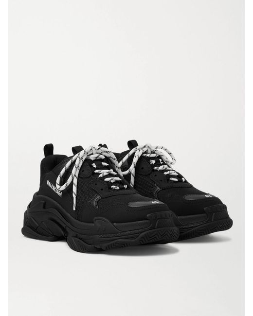 Balenciaga Black Triple S Sneakers In Mesh And Leather for men