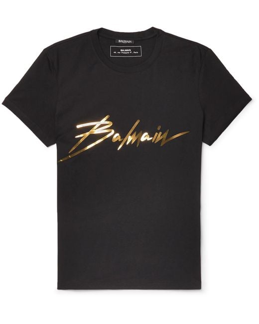 Balmain Black Signature Logo Cotton T-shirt for men