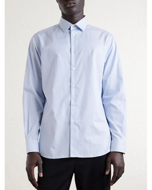 Paul Smith Blue Striped Cotton-Poplin Shirt for men