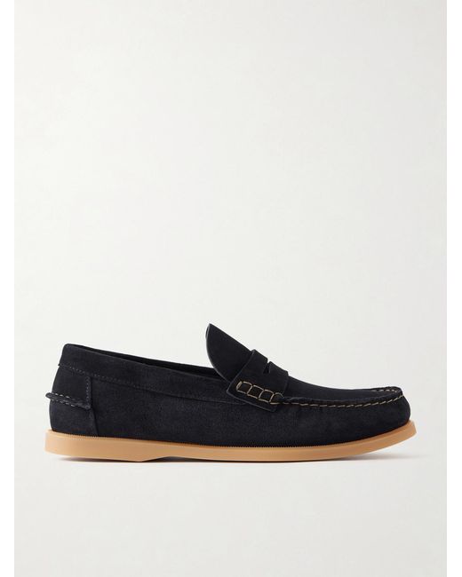 Mr P. Blue Leo Suede Penny Loafers for men