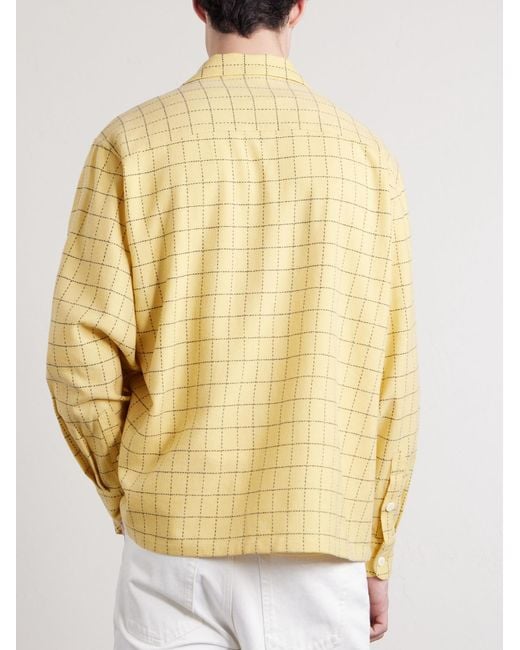 Visvim Yellow Carrow Convertible-Collar Checked Wool Shirt for men