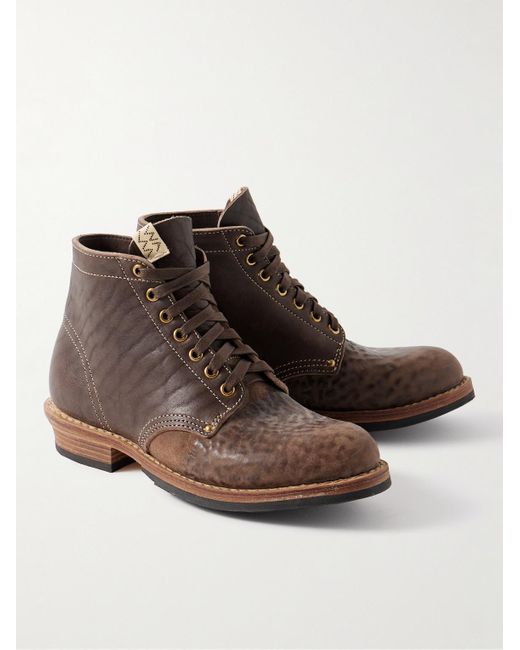 Visvim Brown Brigadier Folk Distressed Leather Boots for men