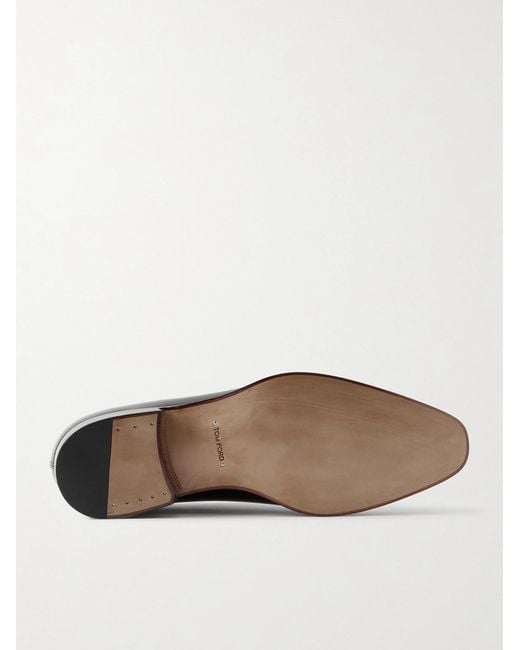 Tom Ford Black Whole-Cut Leather Oxford Shoes for men