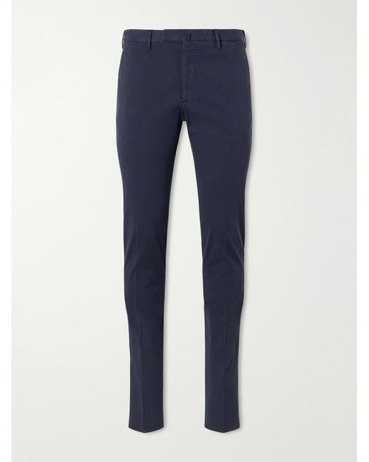 Slowear Blue Slim Batavia Straight-leg Cotton-blend Woven Trousers for men