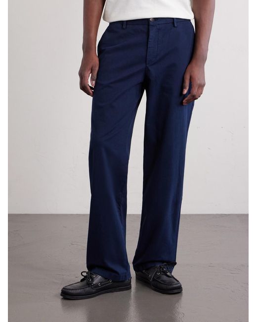 Mr P. Blue Straight-Leg Organic Cotton-Blend Chinos for men