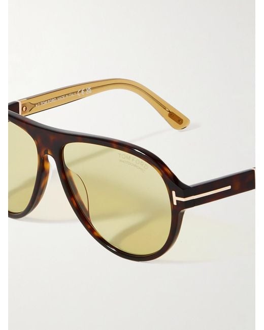 Tom Ford Natural Quincy Aviator-style Tortoiseshell Acetate And Gold-tone Sunglasses for men