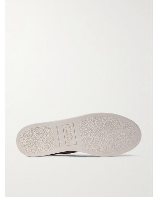 Brunello Cucinelli White Logo-print Suede Loafers for men