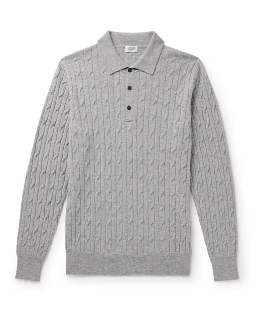 Ghiaia Gray Cable-knit Cashmere Polo Shirt for men