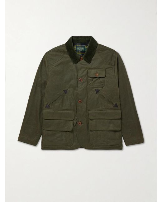 Polo Ralph Lauren Green Polo Country Corduroy And Leather-Trimmed Waxed Cotton-Canvas Field Jacket for men