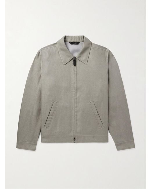 Brioni Bomberjacke aus einer Leinenmischung in Gray für Herren