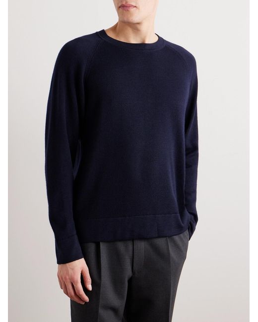 Umit Benan Blue Zefira Cashmere And Silk-Blend Sweatshirt for men