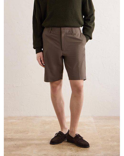 NN07 Gray Billie Straight-Leg Striped Seersucker Shorts for men