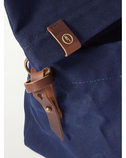 Bleu De Chauffe Blue Cabine Leather-Trimmed Cotton-Canvas Holdall for men