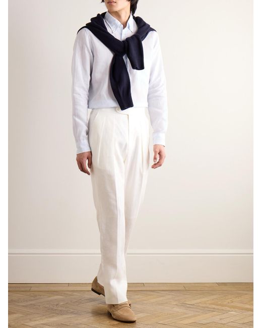 Richard James Hemd aus Leinen mit Button-Down-Kragen in White für Herren