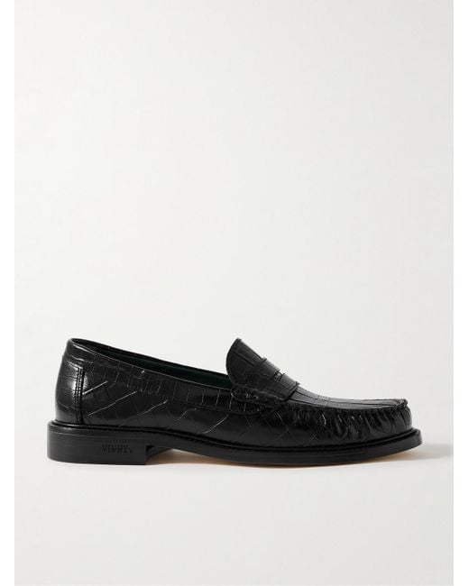 VINNY'S Yardee Pennyloafers aus Leder mit Krokodileffekt in Black für Herren