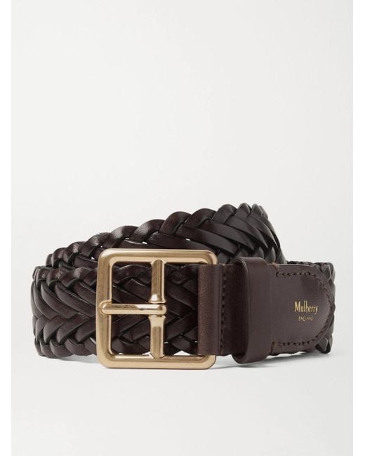 Mulberry Brown 4Cm Woven Leather Belt for men