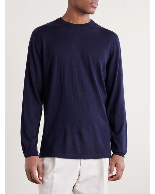 Thom Sweeney Blue Cashmere And Silk-blend Sweater for men