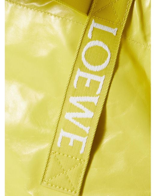 Tote bag in pelle increspata con finiture in fettuccia di Loewe in Yellow da Uomo