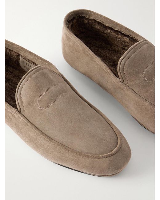 John Lobb White Kingstone Suede Slippers for men