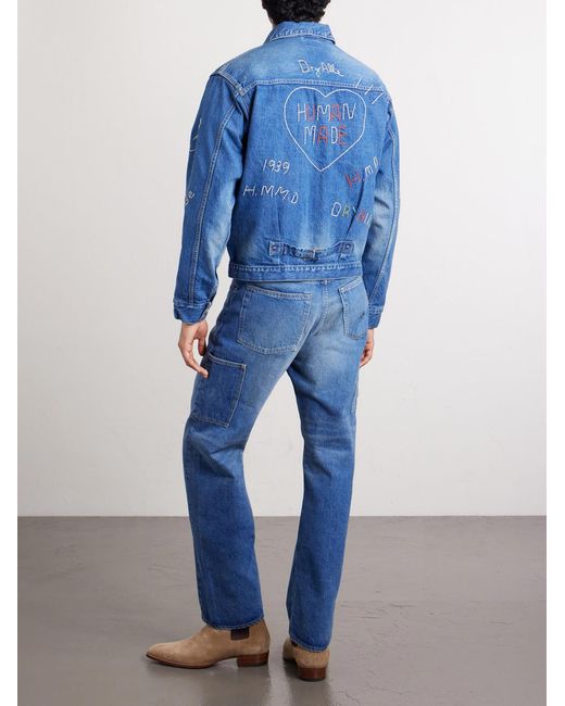 Human Made Blue Embroidered Denim Jacket for men