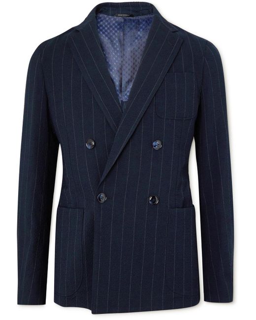 double breasted seersucker blazer