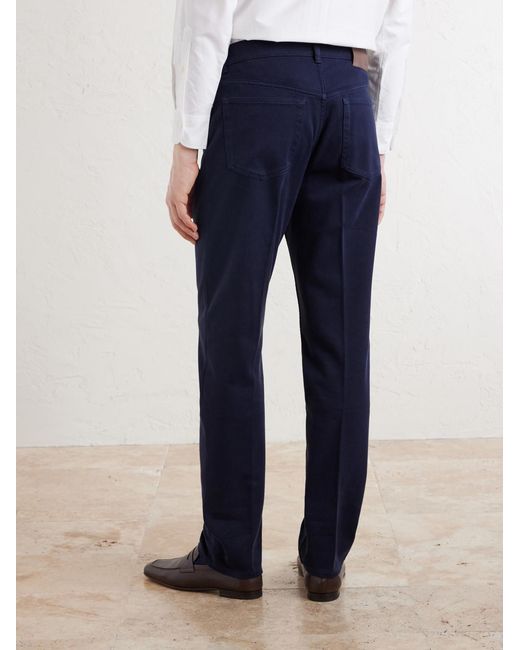 Dunhill Blue Tapered Cotton-blend Twill Trousers for men