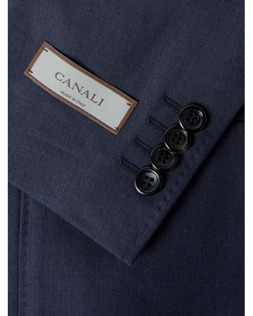 Canali Blue Kei Linen And Wool-Blend Suit Jacket for men