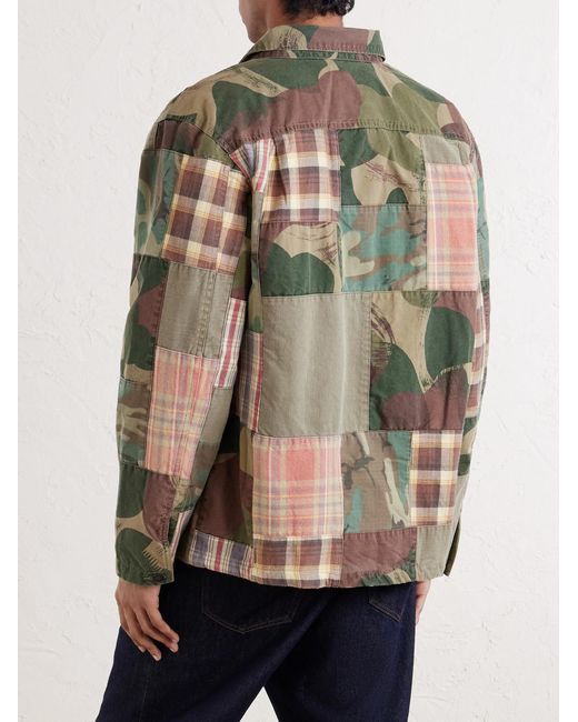 RRL Green Patchwork Cotton Shirt for men