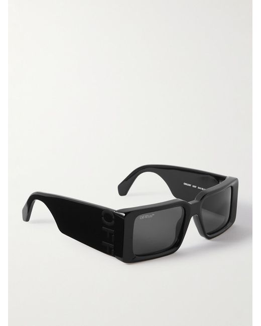 Off-White c/o Virgil Abloh Black Roma Logo-embellished Rectangular-frame Acetate Sunglasses for men