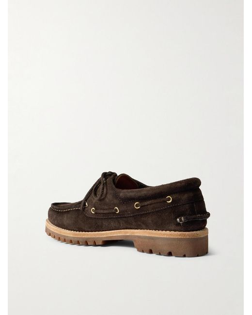 Officine Creative Brown Heritage Flexi 001 Suede Boat Shoes for men