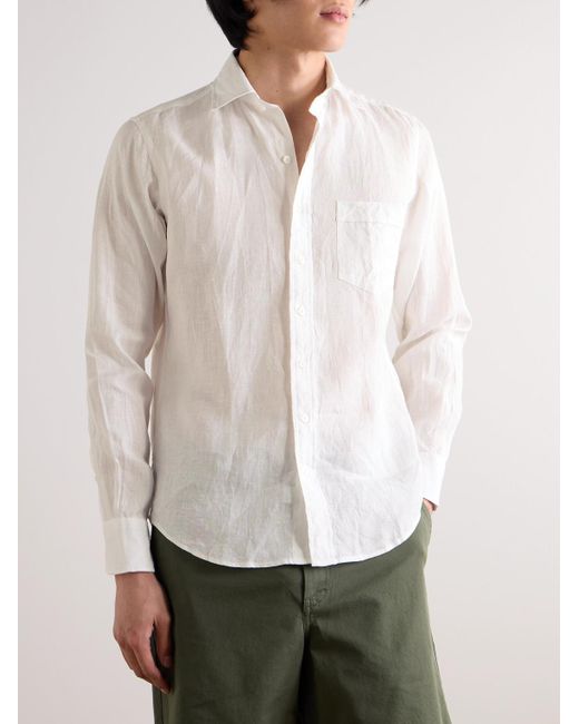 Drake's White Linen Shirt for men