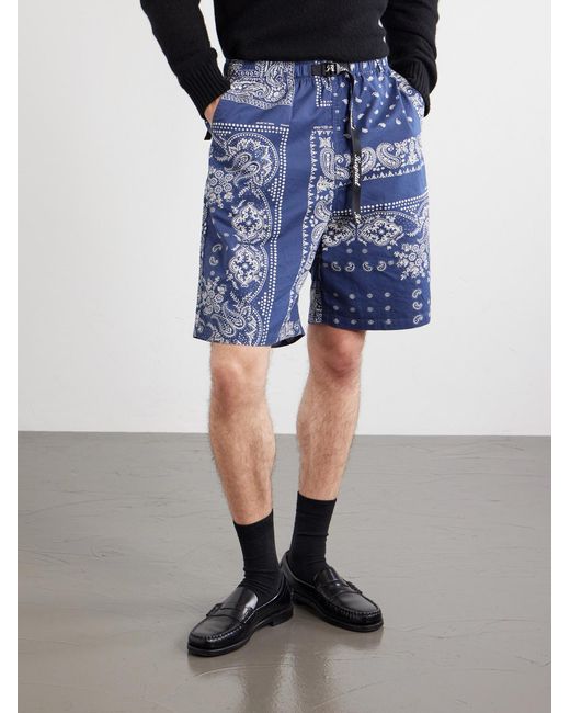 Kapital Blue Easy Straight-leg Belted Bandana-print Cotton Shorts for men