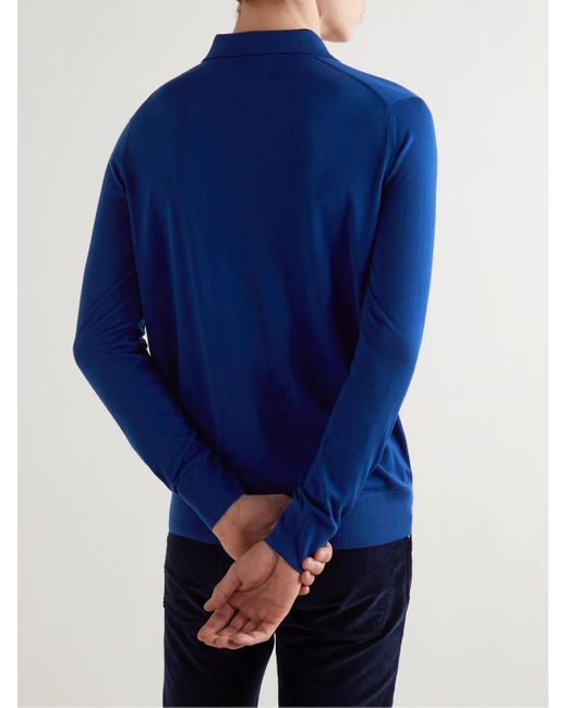 Loro Piana Blue Slim-Fit Wish Virgin Wool Polo Shirt for men